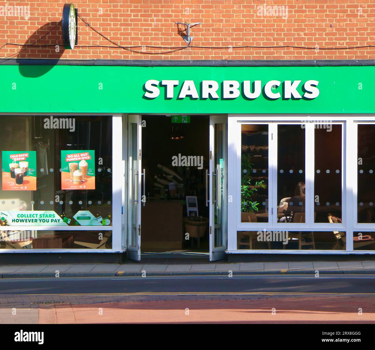 Facade and entrance of Starbucks coffee shop Sevenoaks Kent England UK ...