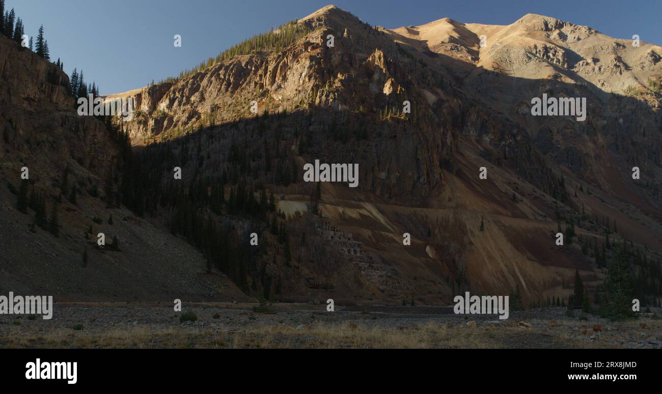 Remains of the Sunny Side Mill and mine structure in the ghost town of Eureka in Colorado. Stock Photo