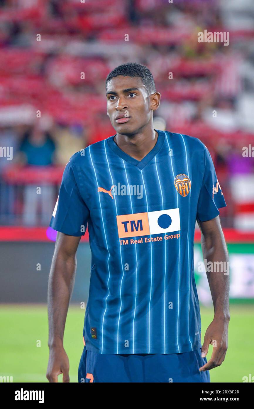 ALMERIA, SPAIN - SEPTEMBER 23: Cristhian Mosquera of Valencia CF before the match between UD Almeria and Valencia CF of La Liga EA Sports on September 23, 2023 at Power Horse Stadium in Almeria, Spain. (Photo by Samuel Carreño) Credit: Px Images/Alamy Live News Stock Photo