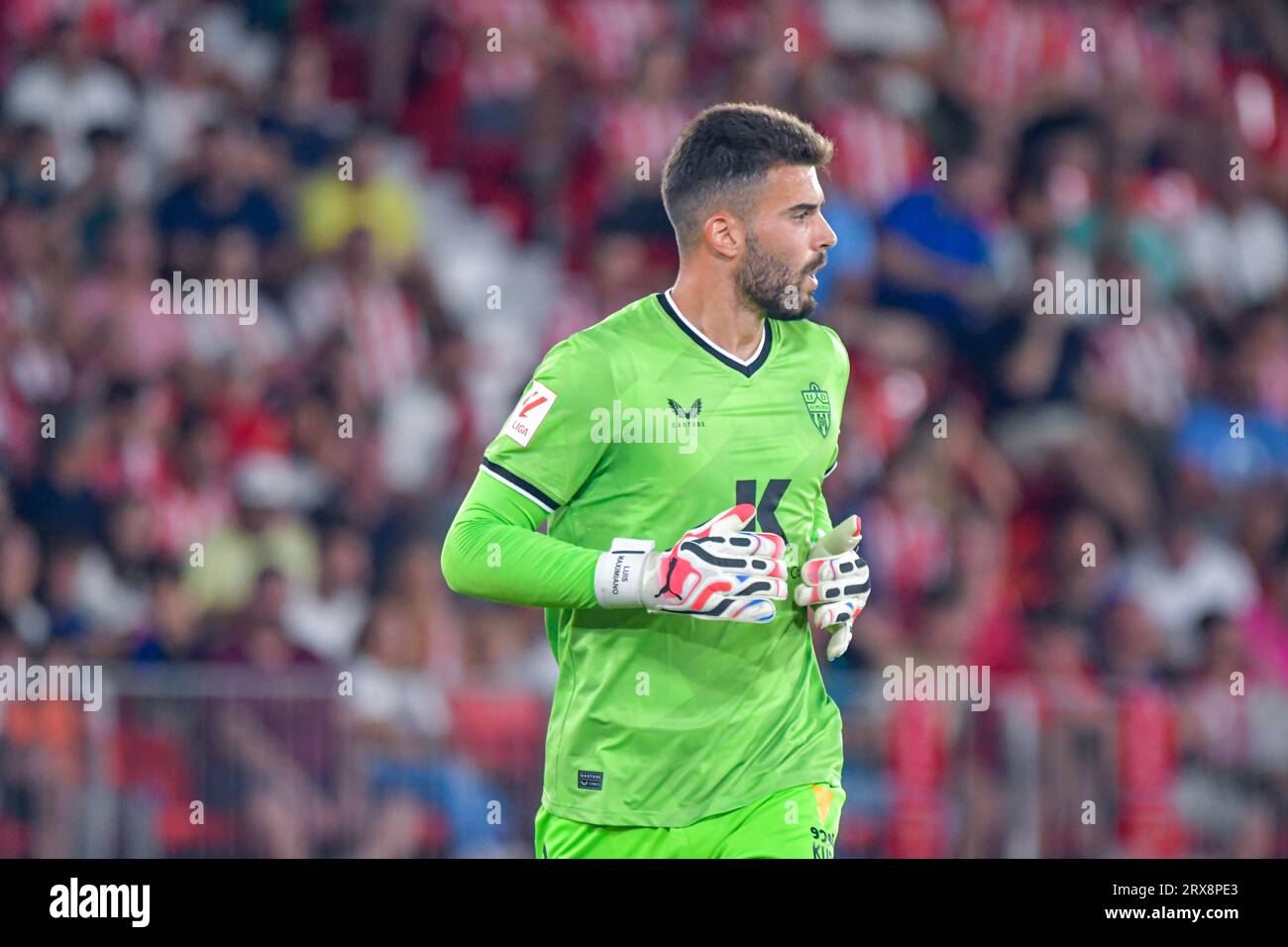 ALMERIA, SPAIN - SEPTEMBER 23: Luis Maximiano of UD Almeria focus during the match between UD Almeria and Valencia CF of La Liga EA Sports on September 23, 2023 at Power Horse Stadium in Almeria, Spain. (Photo by Samuel Carreño) Credit: Px Images/Alamy Live News Stock Photo