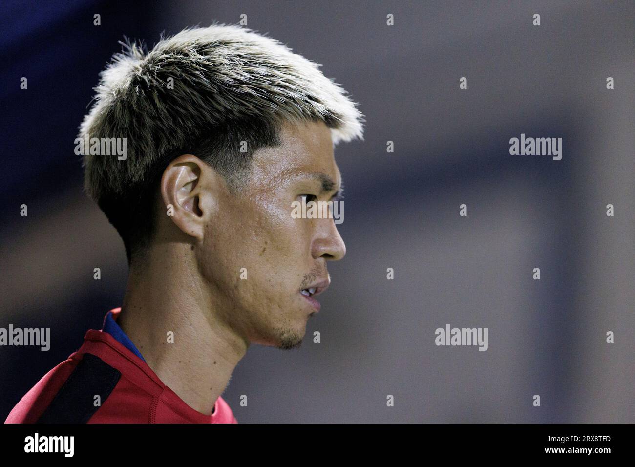 MADRID, SPAIN - SEPTEMBER 23: Kento Hashimoto during the La Liga Hypermotion 2023/24 match between Alcorcon and Huesca at Santo Domingo Stadium. Credit: Guille Martinez/AFLO/Alamy Live News Stock Photo