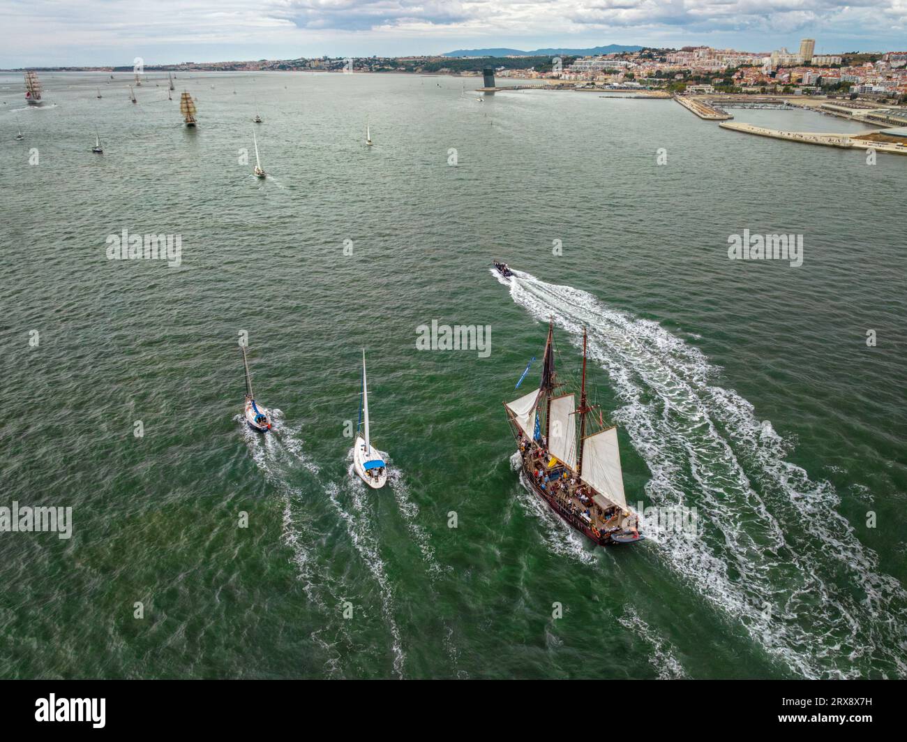 Tall ships sailing in Tagus river. Lisbon, Portugal Stock Photo Alamy