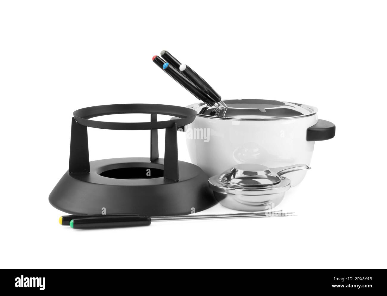 Fondue set isolated on white. Kitchen equipment Stock Photo Alamy