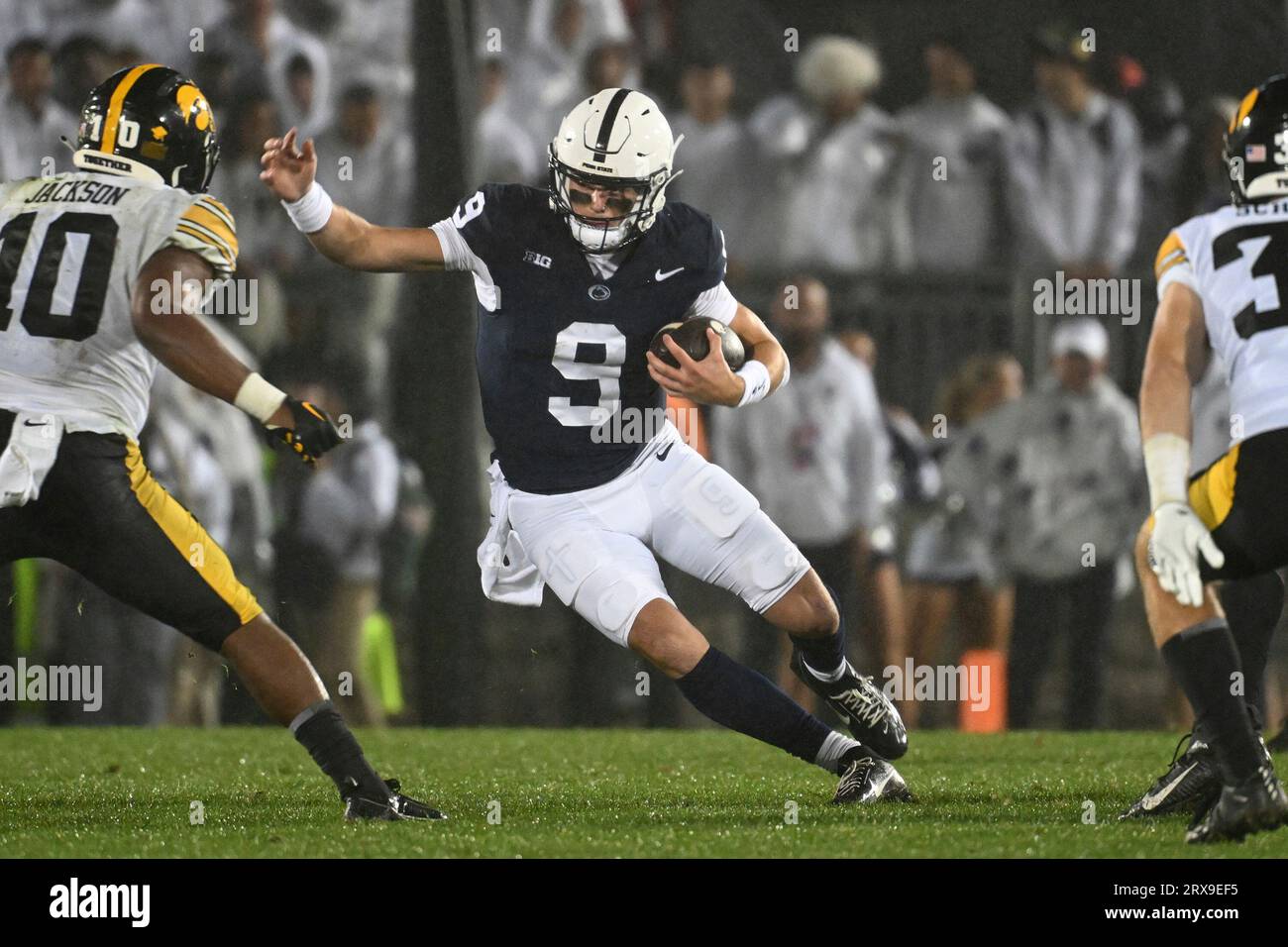 Penn State Quarterback Beau Pribula (9) Scrambles Against Iowa During ...