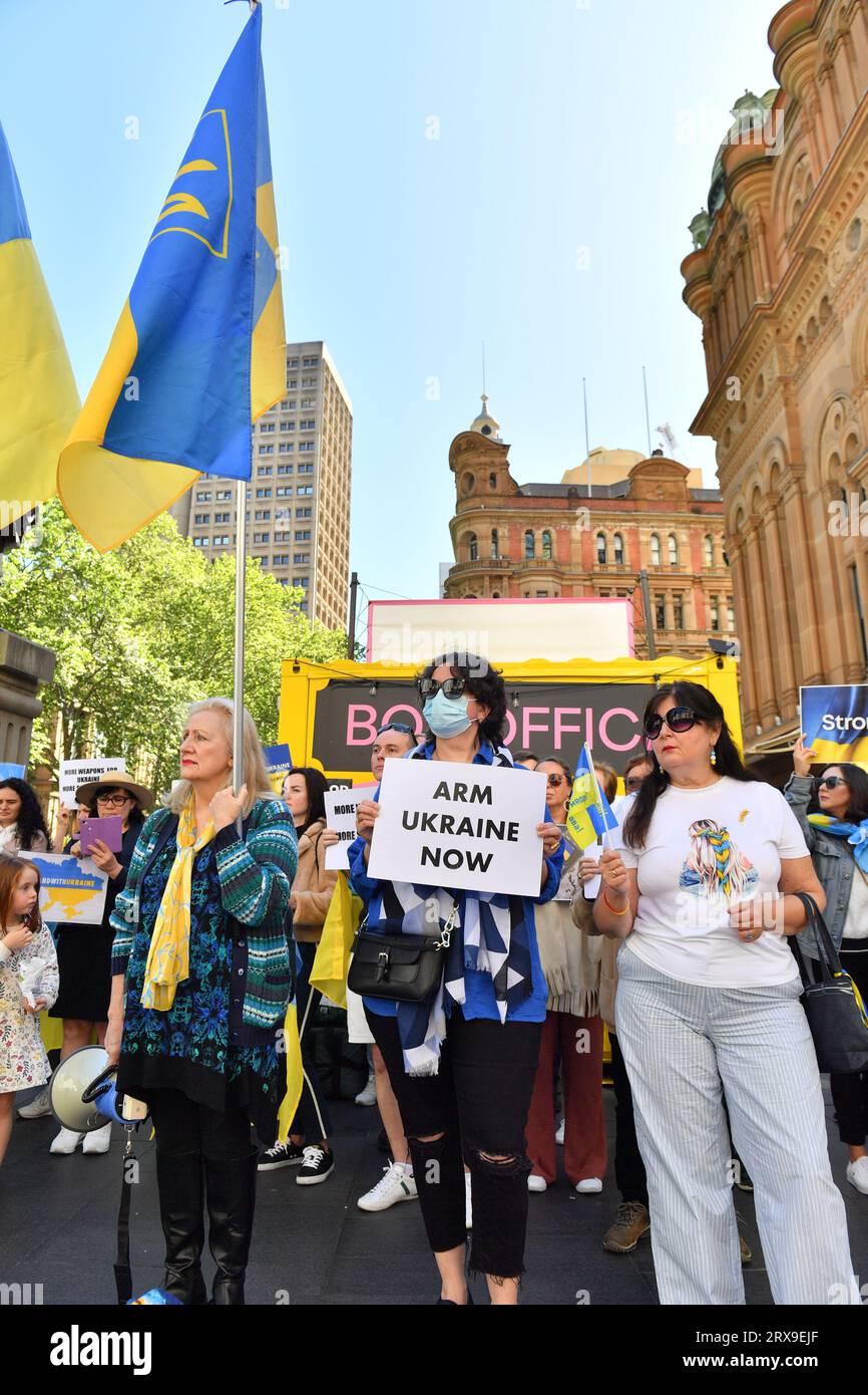 Ukraine Rally Sydney, Australia. 24 September 2023. Stand with Ukraine rally outside ...