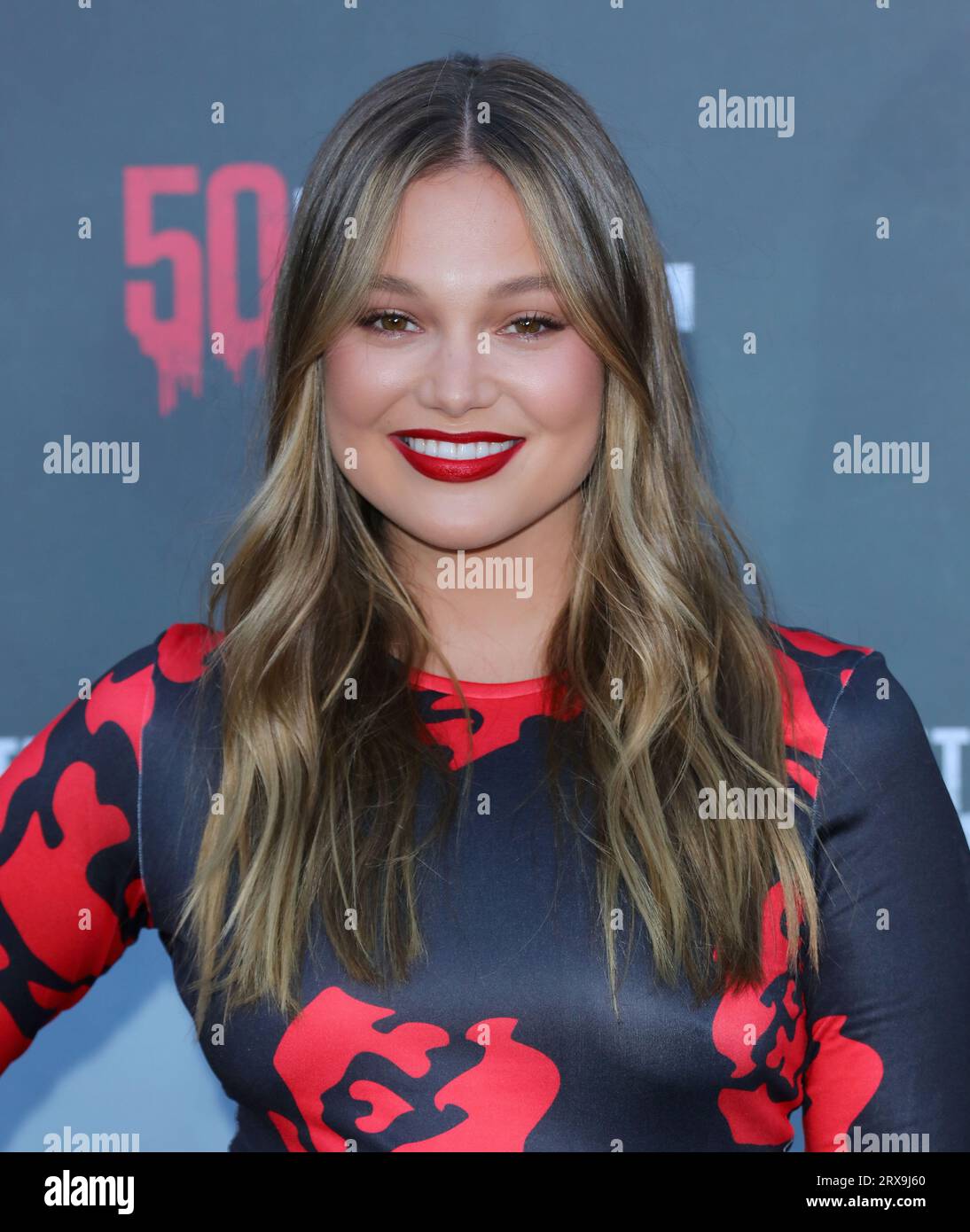 Buena Park, USA. 23rd Sep, 2023. Olivia Holt arrives at Knotts Scary