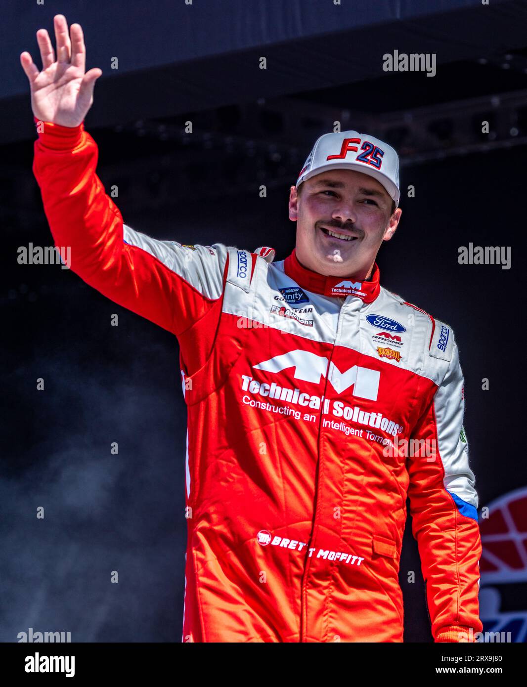 Fort Worth, Texas - September 23rd, 2023. Brett Moffitt, driver of the #25 AM Technical Solutions Ford, competing in the NASCAR Xfinity Series Andy's Frozen Custard 300 at Texas Motor Speedway. Credit: Nick Paruch/Alamy Live News Stock Photo