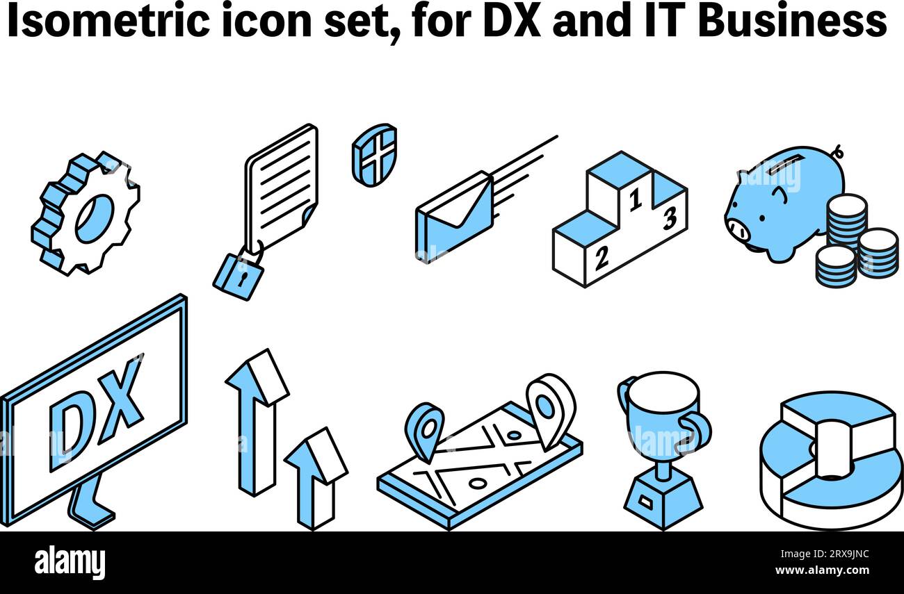 Simple isometric icon set for DX and IT business Stock Vector Image ...