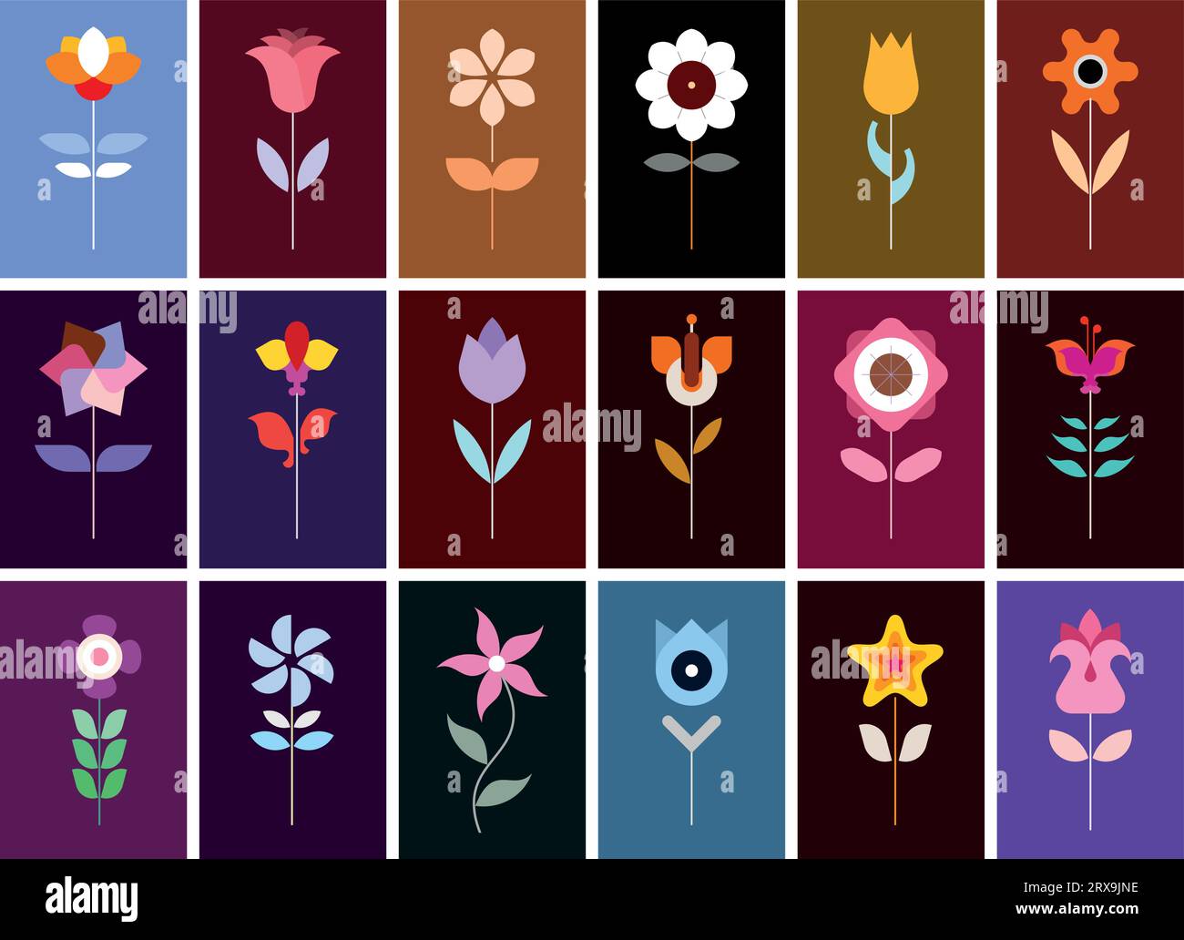 Set of flower vector icons. Collection of vector images, decorative ...