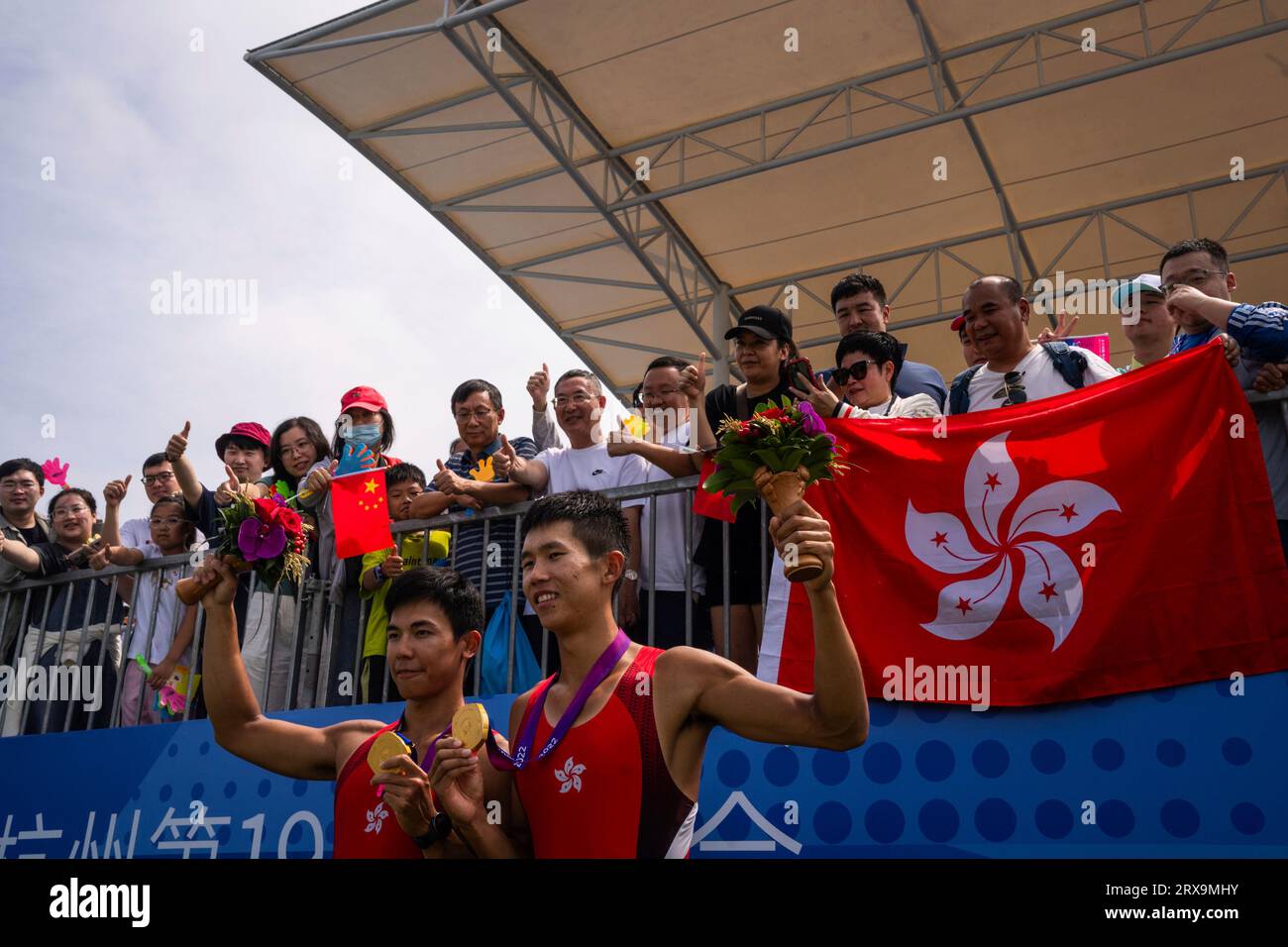 Hong Kong's Lam San-tung, left, and Wong Wai-chun Man Sun celebrate ...