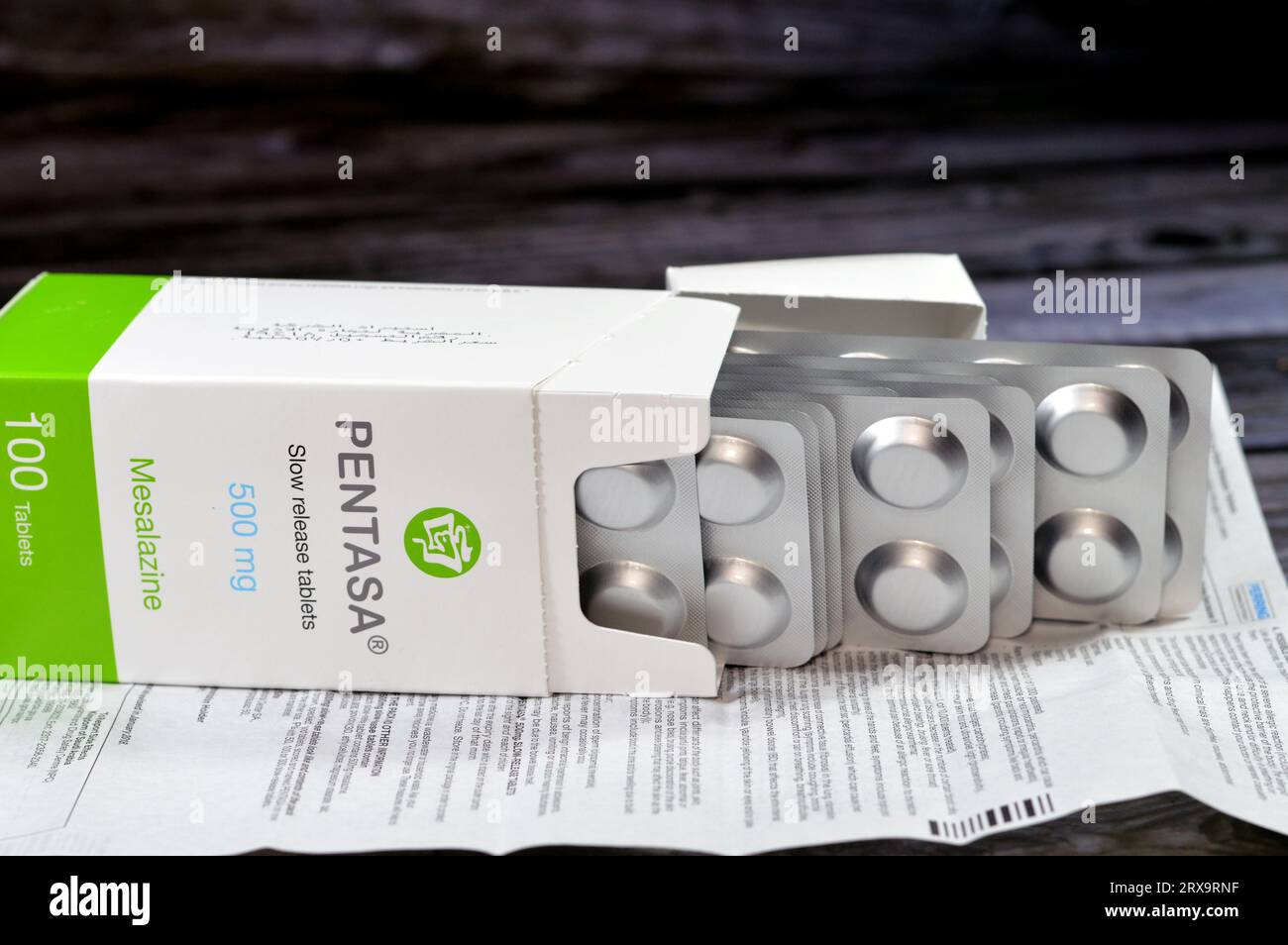 Cairo, Egypt, September 4 2023 Pentasa 500mg slow release tablets