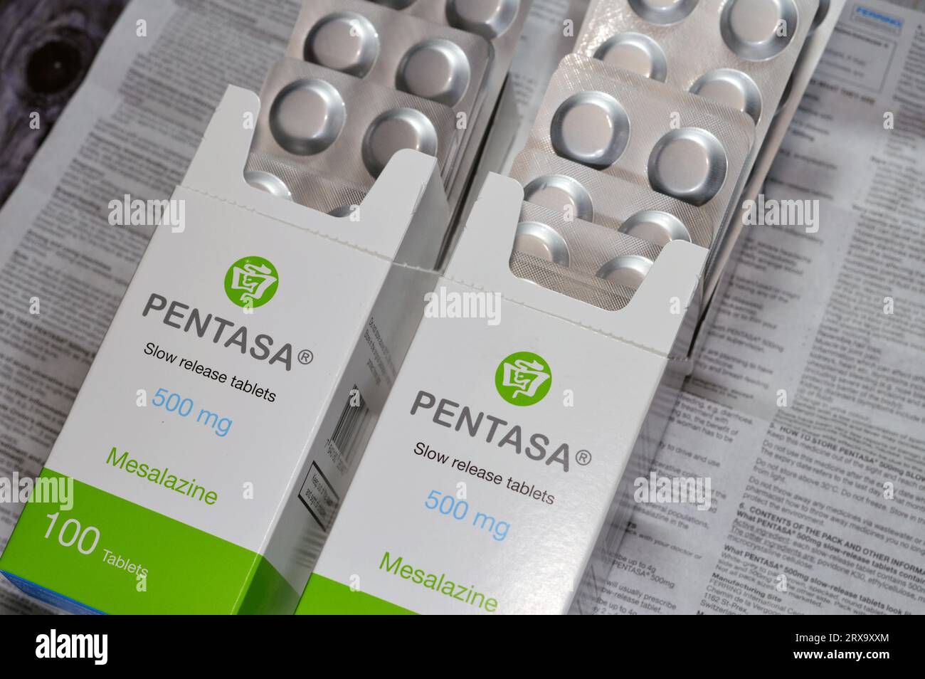 Cairo, Egypt, September 4 2023 Pentasa 500mg slow release tablets