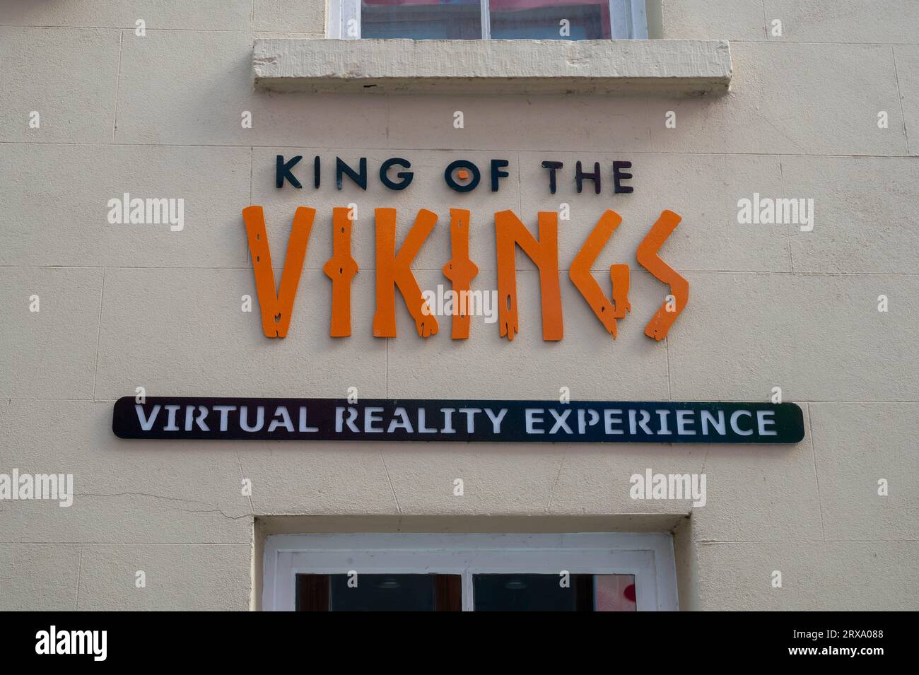 Waterford, Ireland- July 17, 2023: The entrance to the King of the Vikings Virtual Reality Experience in Waterford Stock Photo