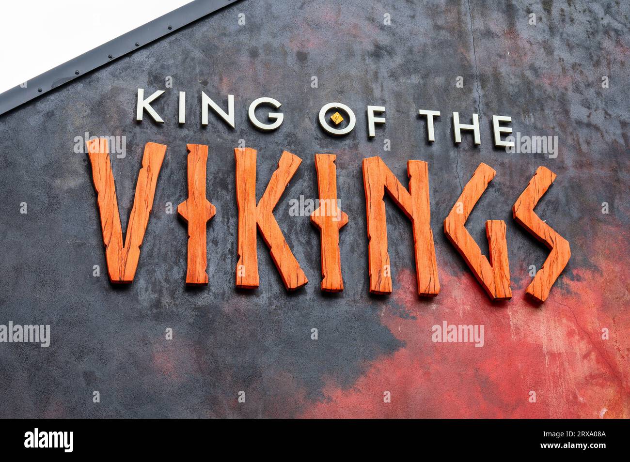 Waterford, Ireland- July 17, 2023: The sign to the King of the Vikings Virtual Reality Experience in Waterford Stock Photo