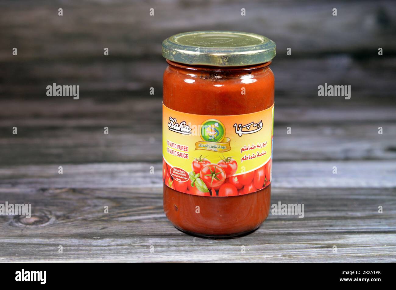 Cairo, Egypt, September 11 2023 Kaha Qaha tomato puree sauce, tomatoes