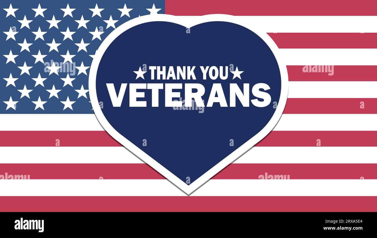 Thank you Veterans Vector illustration. American holiday banner