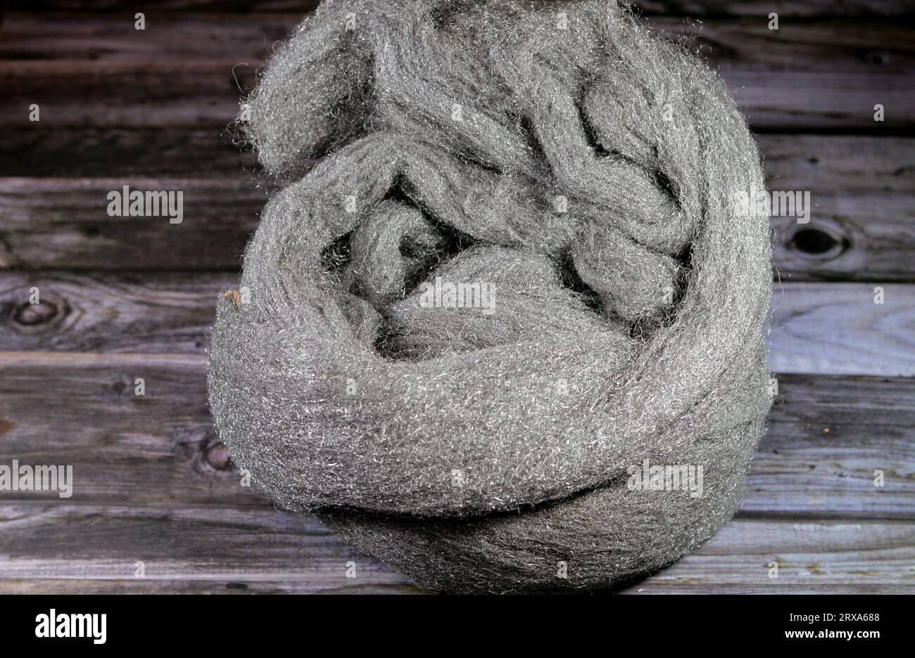 Steel wool or iron wire sponge, a bundle of very fine and flexible