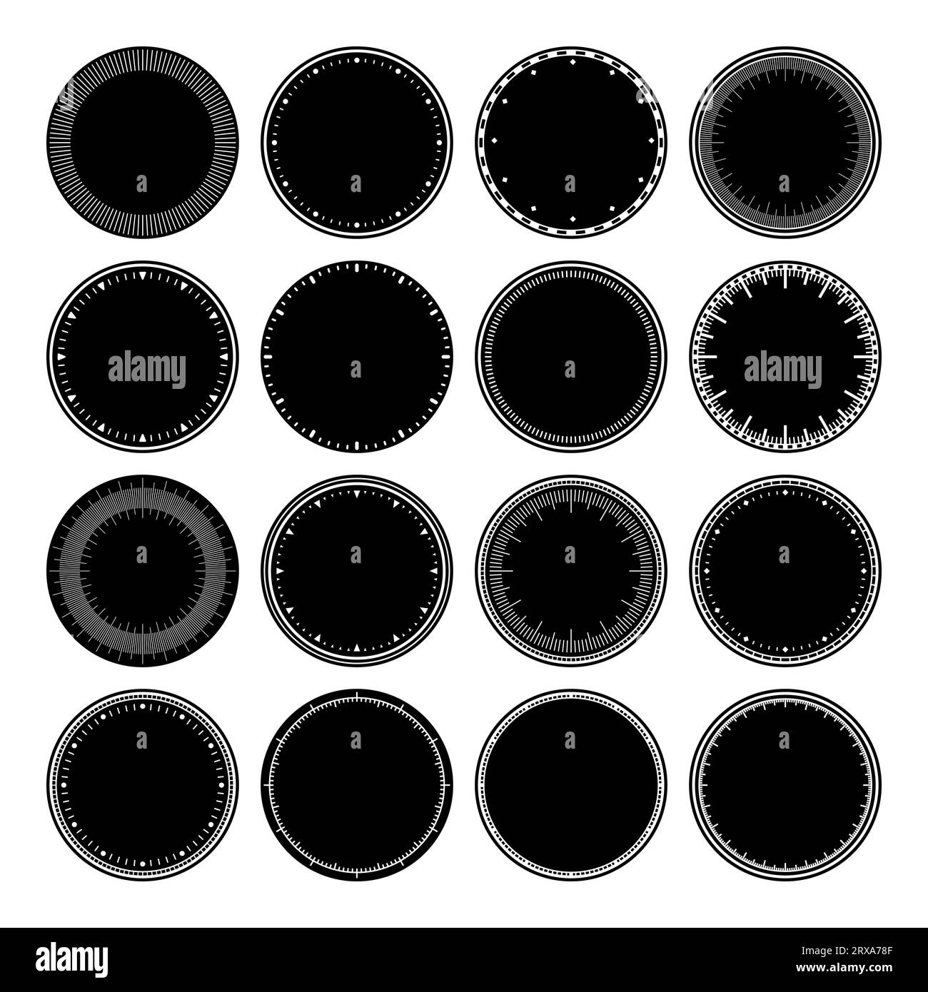 Mechanical clock faces, bezel. Watch dial with minute and hour marks
