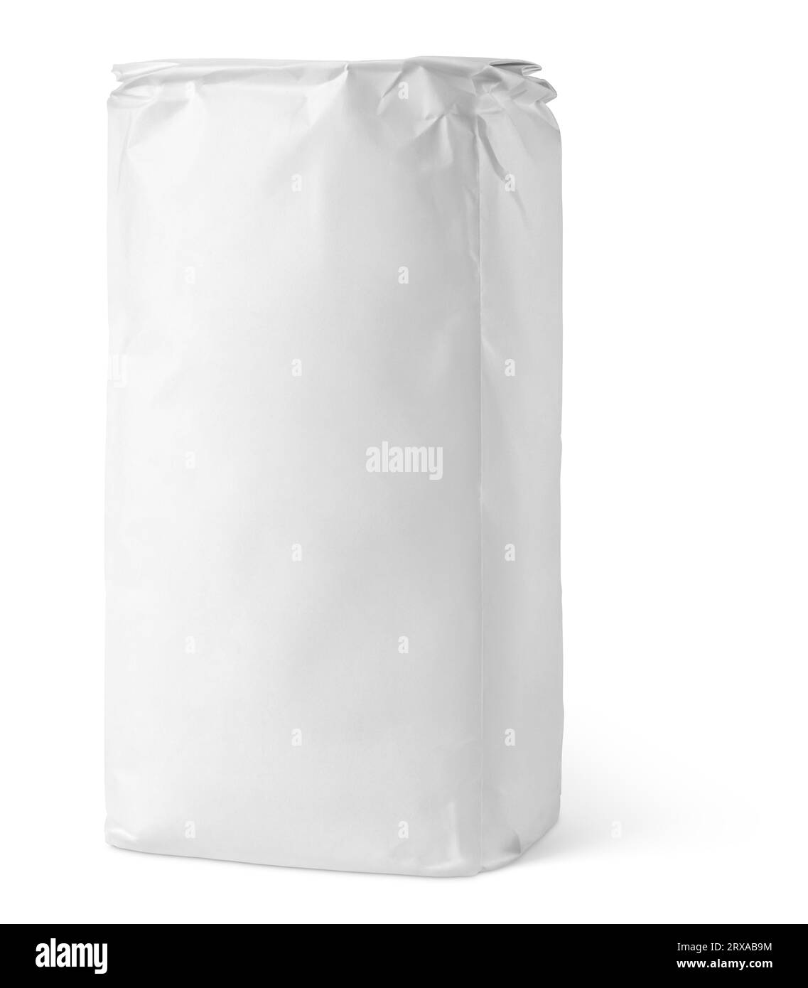 Blank white paper bag package of flour isolated on white background with clipping path Stock Photo