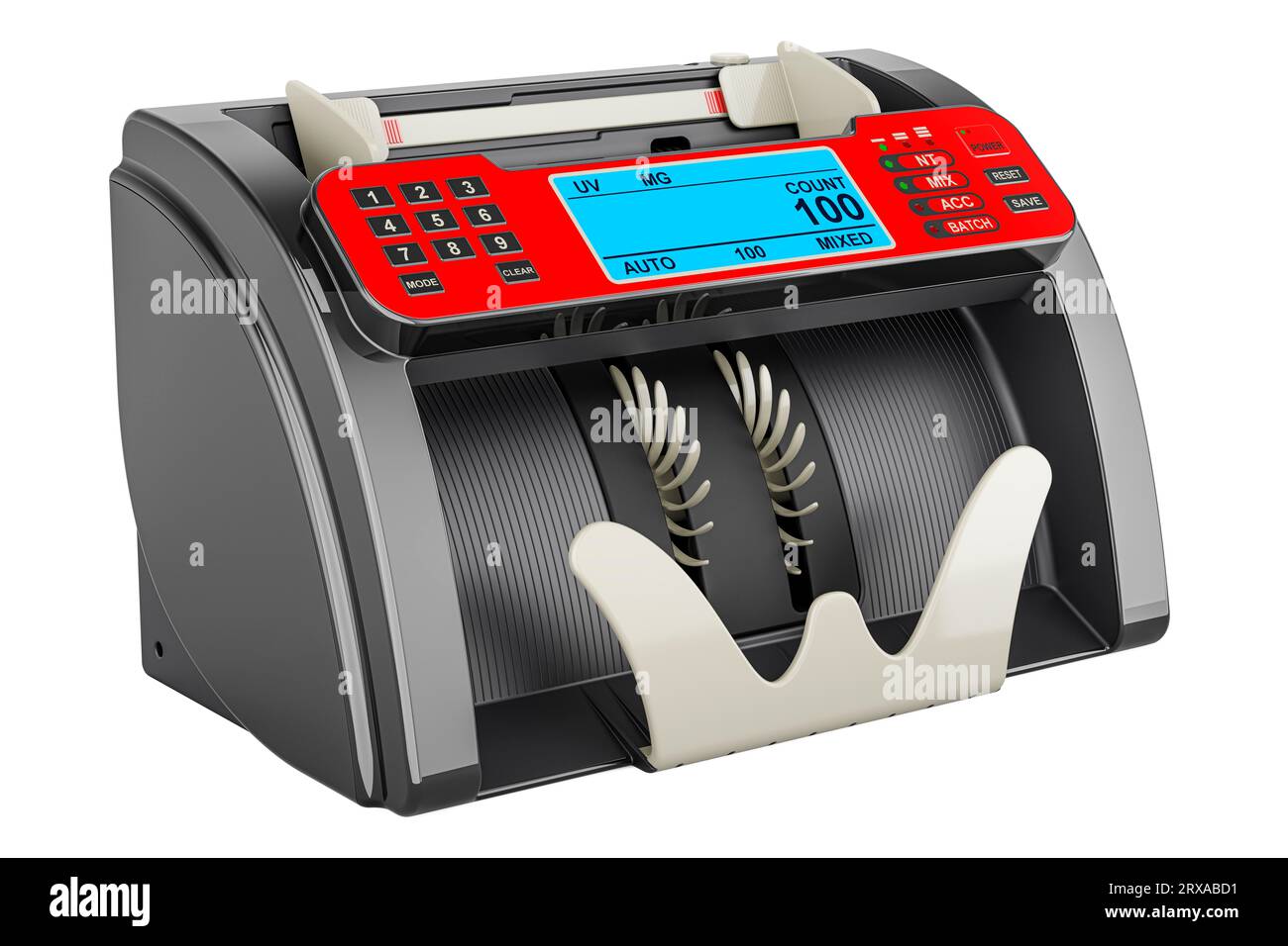 Money counting machine, currency counter, banknote counter. 3D
