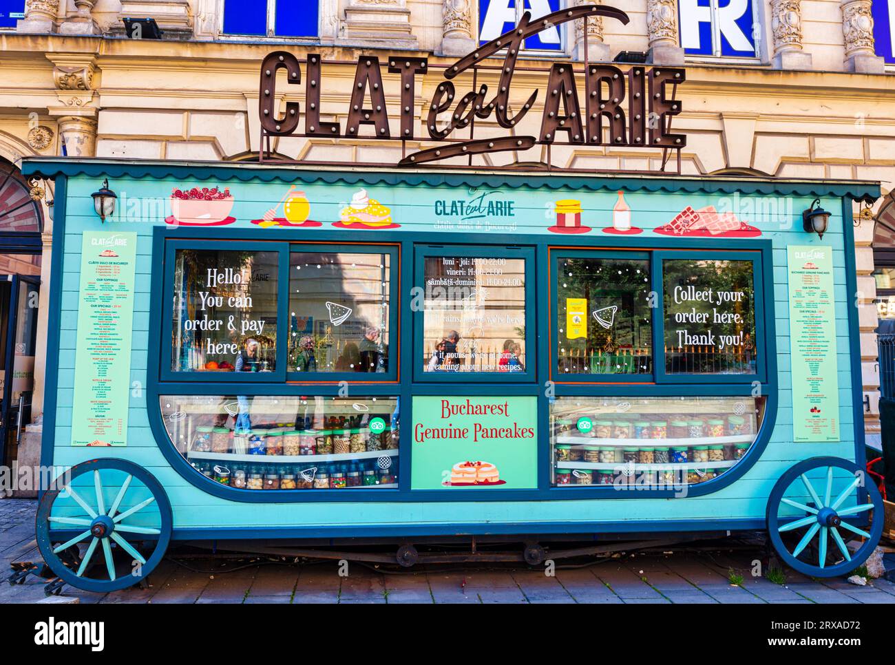 Pancake fast food truck,  old town, Bucharest, Romania Stock Photo