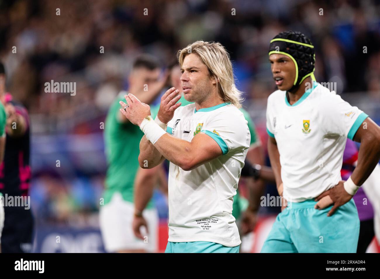 Faf de Klerk (RSA) during the 2023 Rugby World Cup Pool B match between South Africa and Ireland at the Stade de France in Saint-Denis, France on September 23, 2023. Credit: Yuka Shiga/AFLO/Alamy Live News Stock Photo
