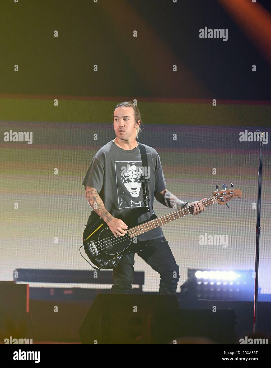 Las Vegas, USA. 23rd Sep, 2023. Pete Wentz of Fall Out Boy performs