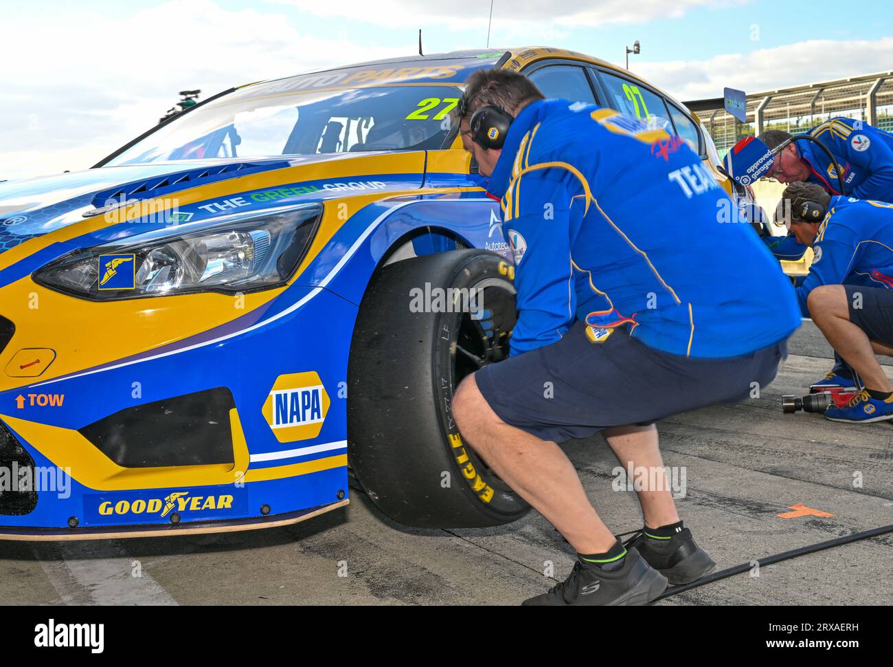 Silverstone, UK. 23rd Sep, 2023. Mechanics work on the car of Dan