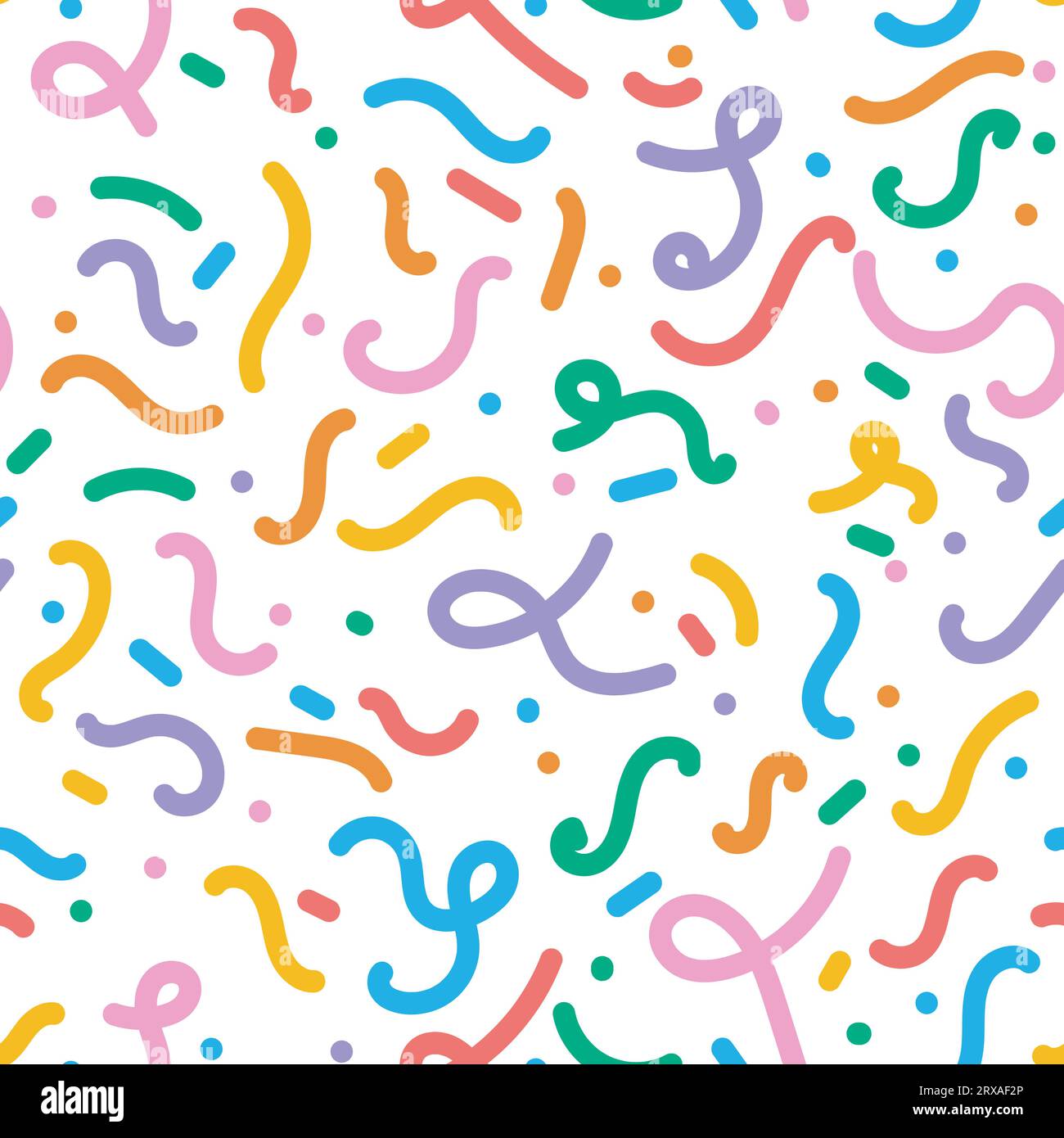 Fun colorful line doodle seamless pattern. Creative minimalist style ...