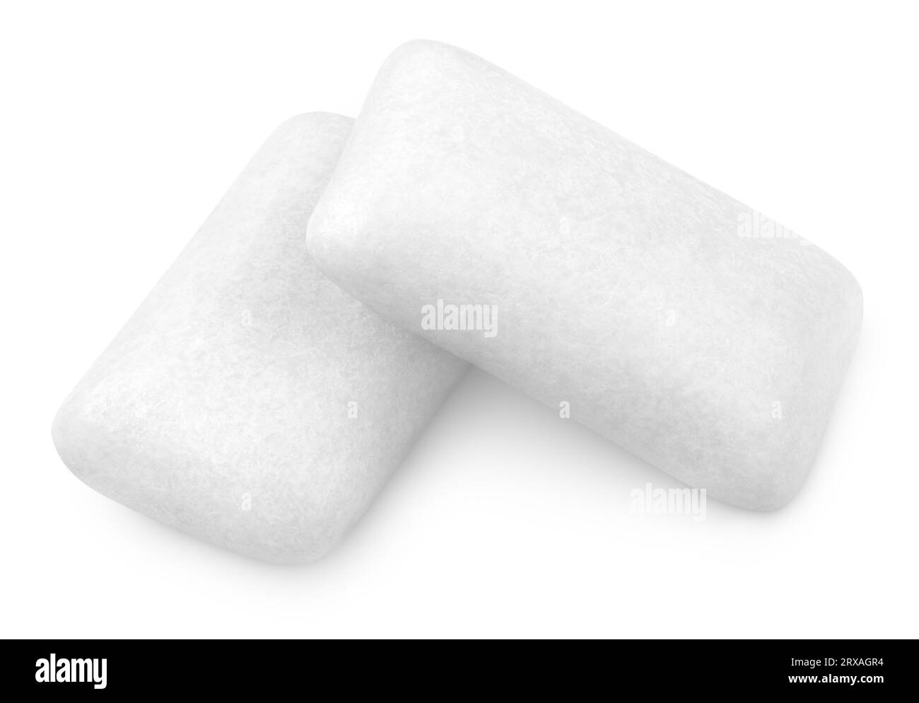 Two pieces of chewing gums isolated on white with clipping path Stock