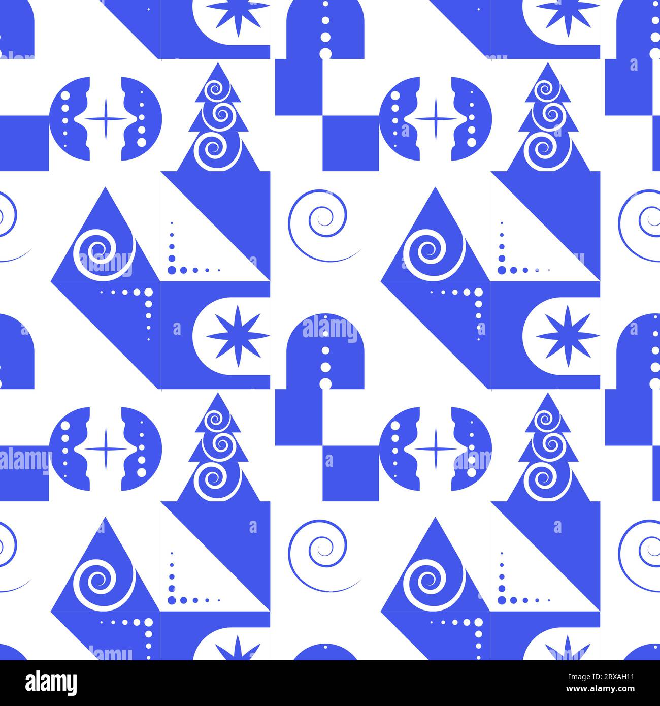 Geometric shapes winter abstract seamless pattern. Vector illustration, for background Stock Vector