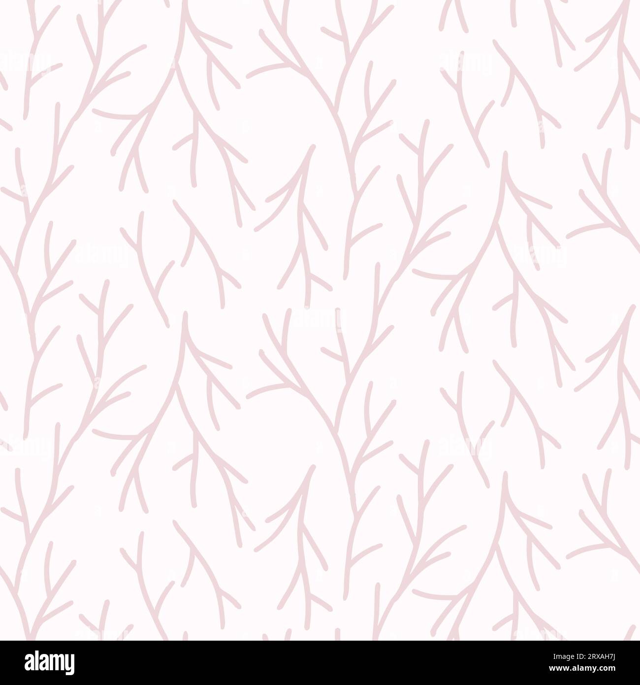 Winter berry branch seamless pattern for textile or wallpaper, scrapbook in delicate pastel pink color. Vector background, hand drawn doodle simple il Stock Photo