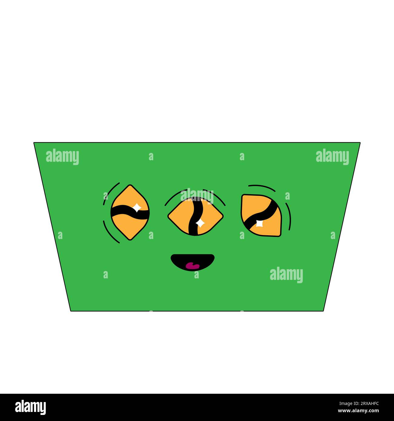 Geometric groovy psychedelic character. trapezoid . vector illustration