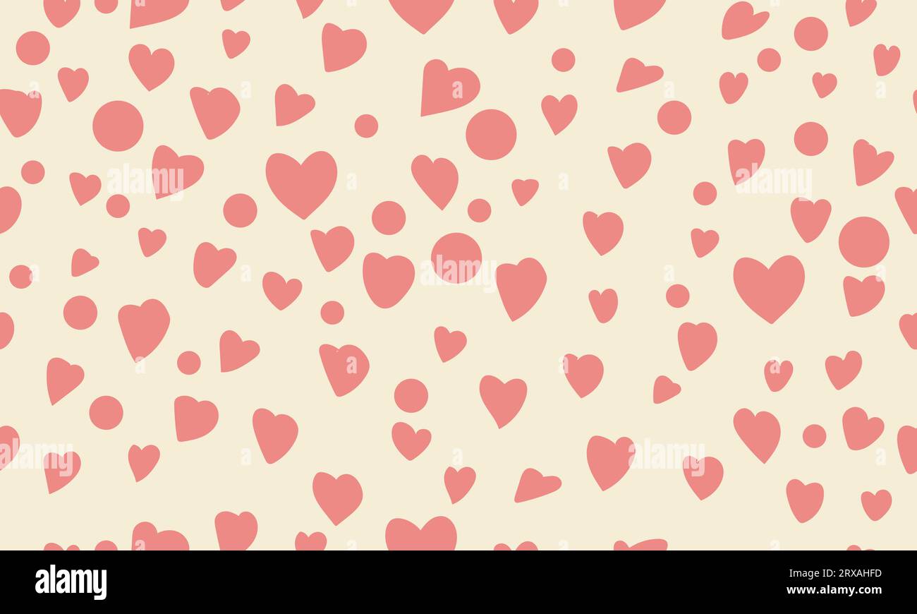 Retro love heart seamless pattern illustration.Cute romantic pink ...