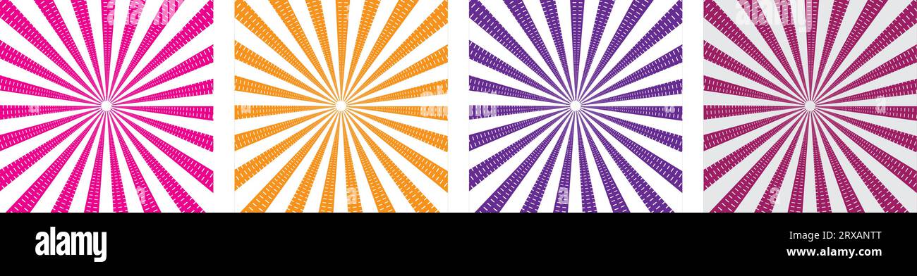 Yellow comics background. Abstract lines backdrop. Bright sunrays. Design frames for title book. Texture explosive polka. Beam action. Pattern Stock Vector