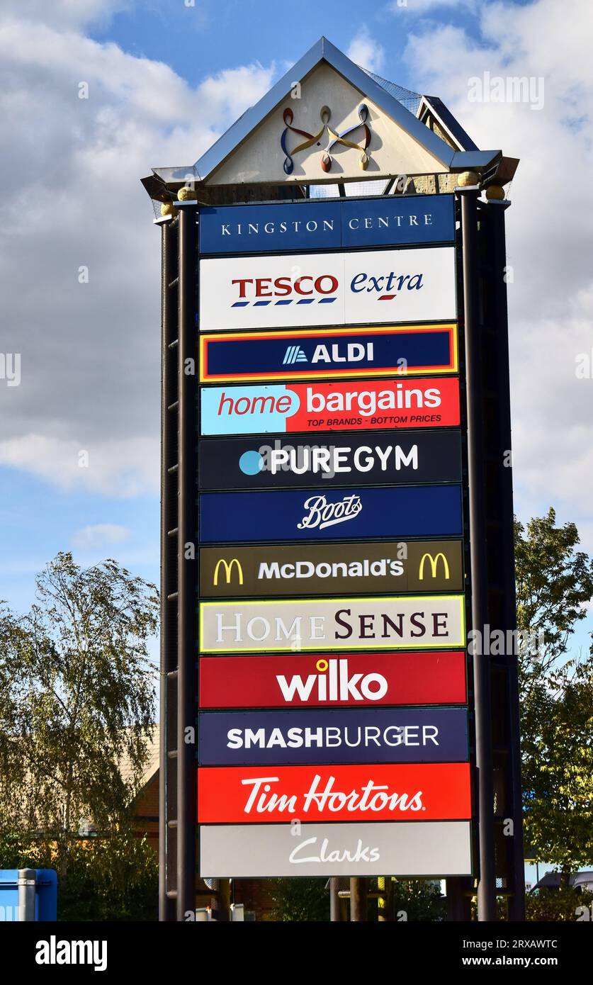Sign at the Kingston Shopping Centre in Milton Keynes, showing Wilko