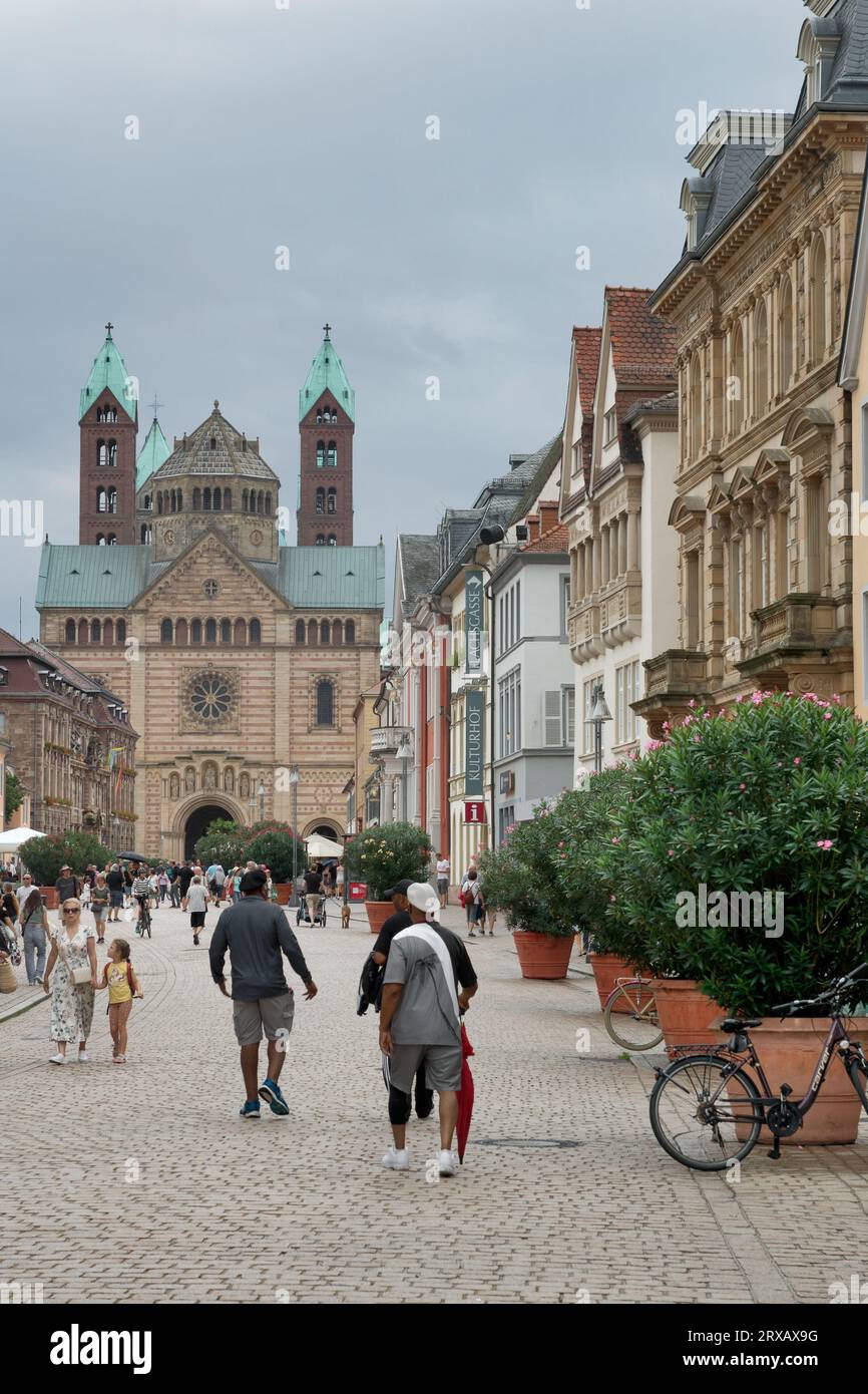 Speyer, Germany: dome of Speyer seen from the pedestrian zone Stock Photo