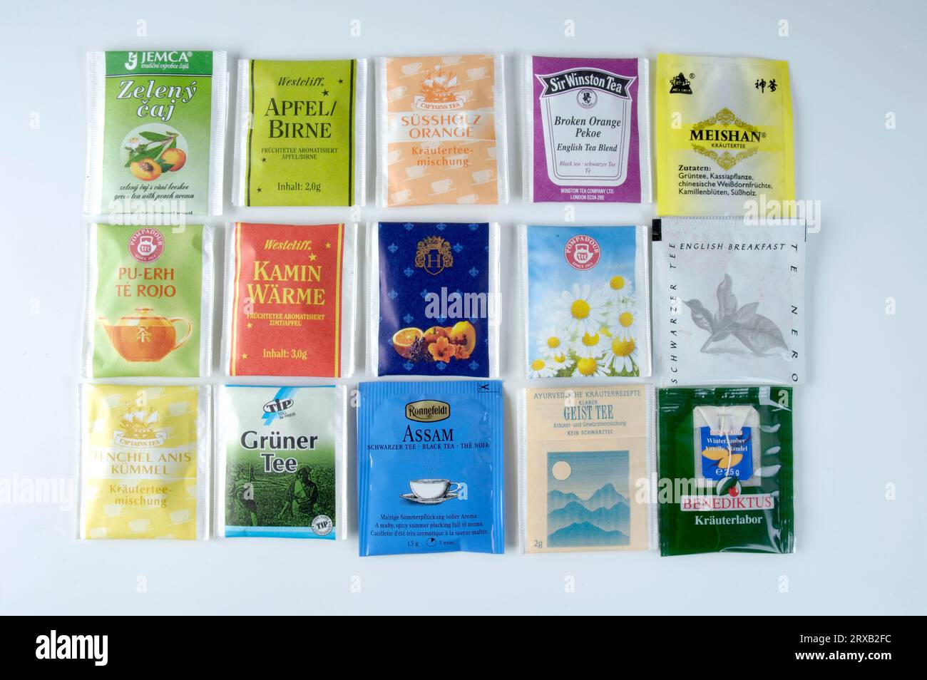 Different kinds of tea in tea bags Stock Photo - Alamy