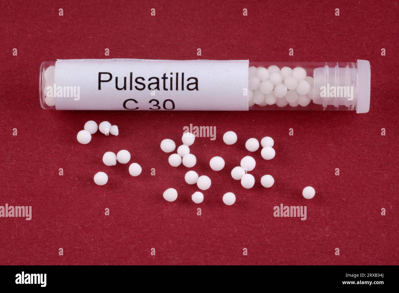 Homeopathic medicinal product, Globoli (Pulsatilla) C 30, homeopathic, homeopathy, exempt, object Stock Photo