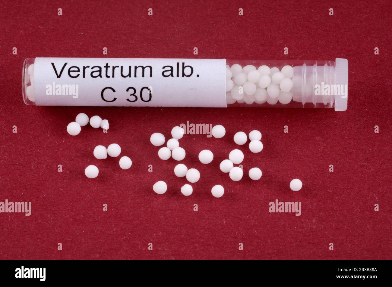 Homeopathic medicinal product, Globoli (Veratrum) alb. C 30, homeopathic, homeopathy, exempt, object Stock Photo