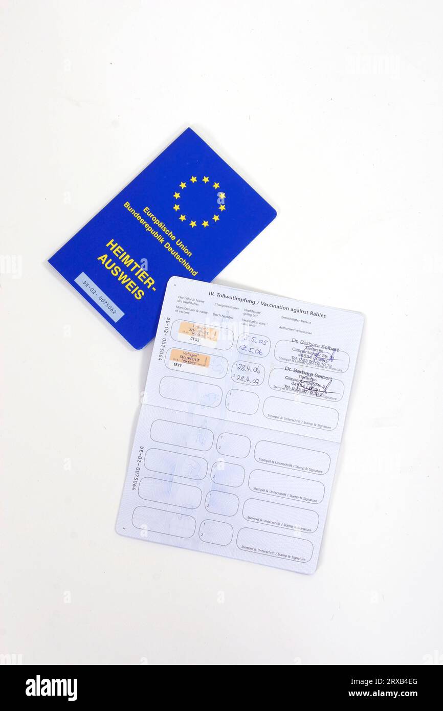Vaccination certificate for pets, Germany, vaccination card, pet