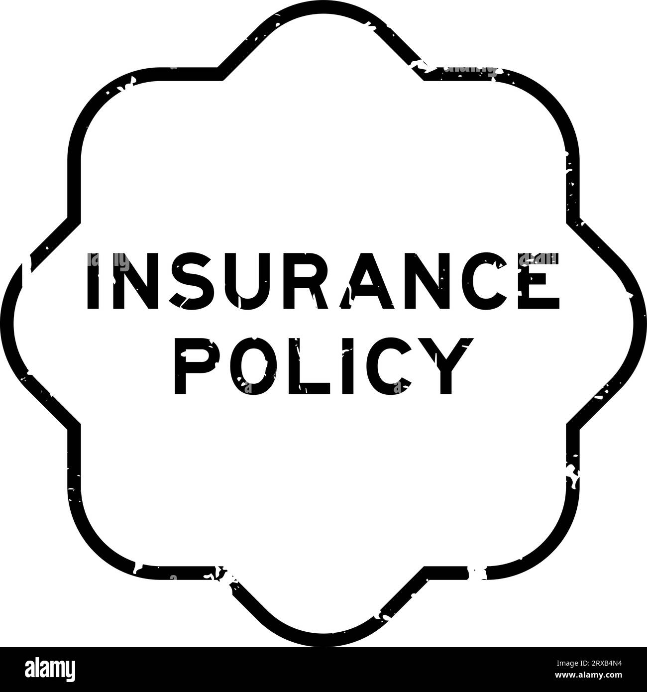 Grunge black insurance policy word rubber seal stamp on white