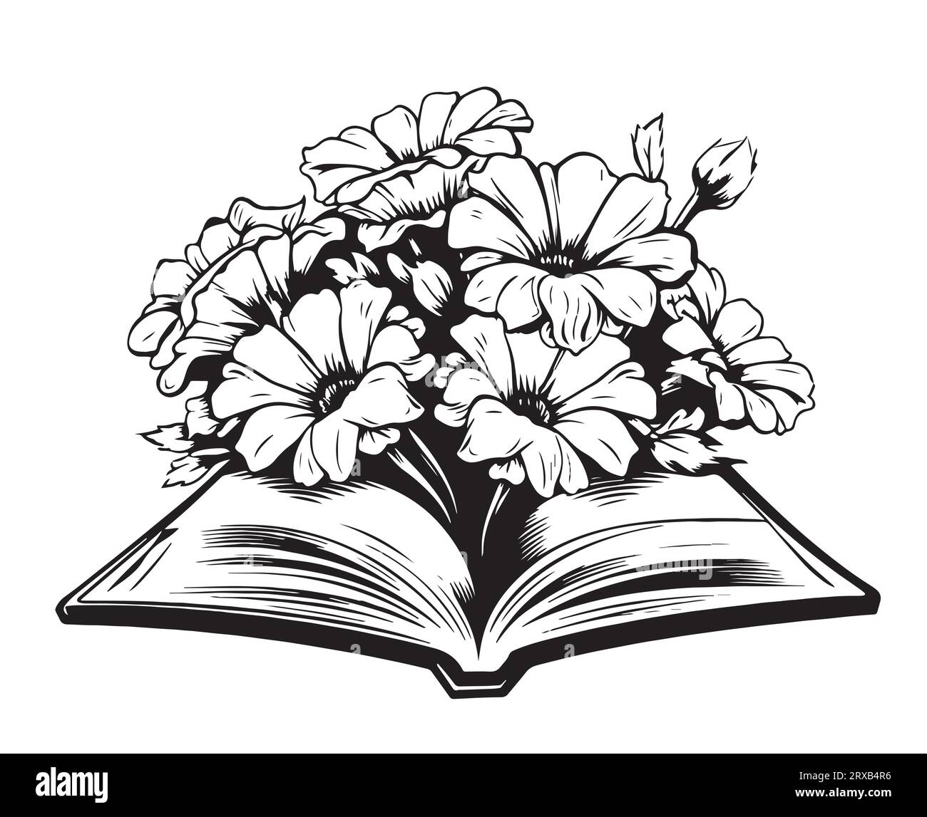 Floral open book sketch hand drawn Vector Information and education Stock Vector