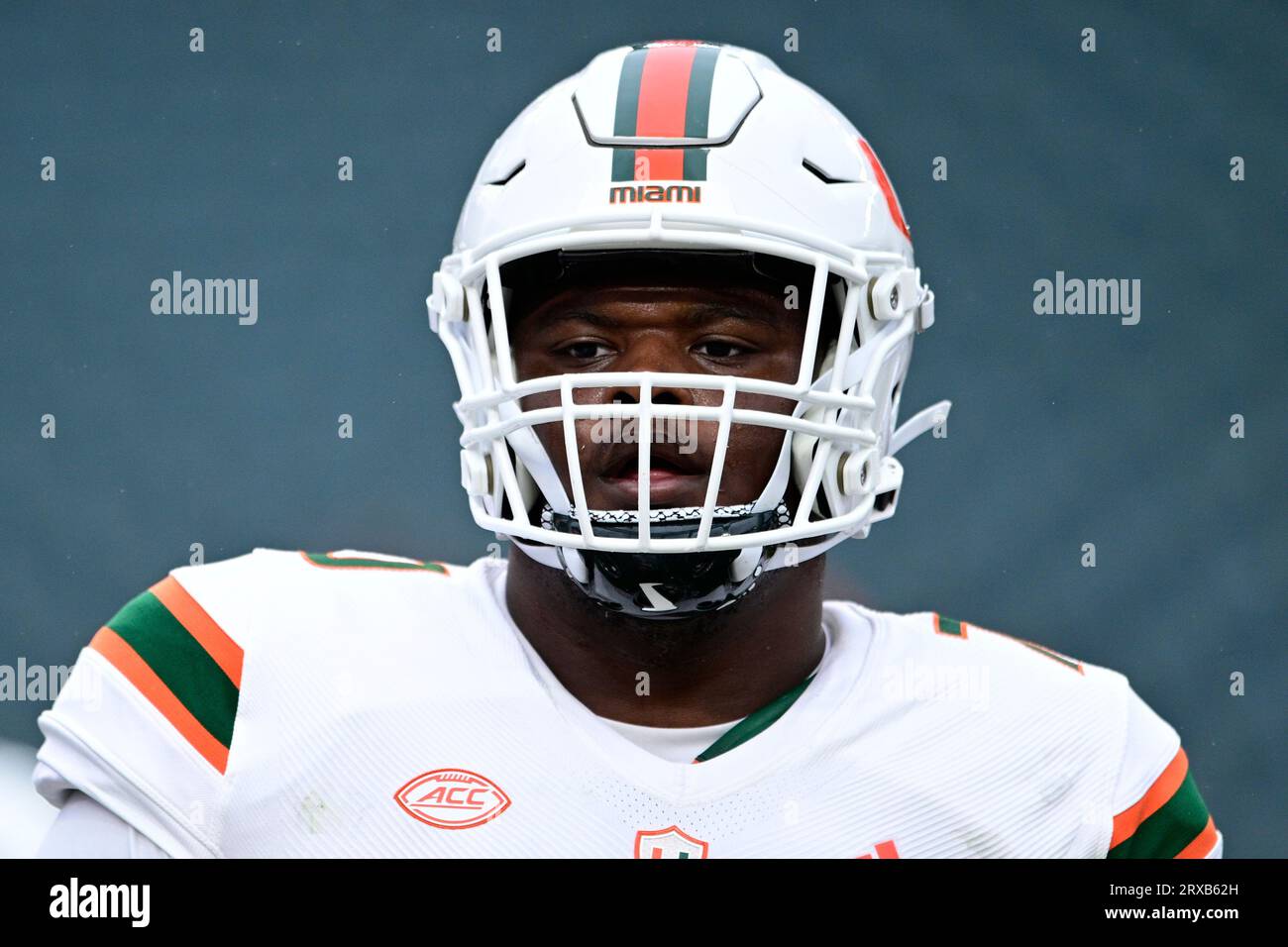 Miami offensive lineman Javion Cohen during an NCAA college football ...