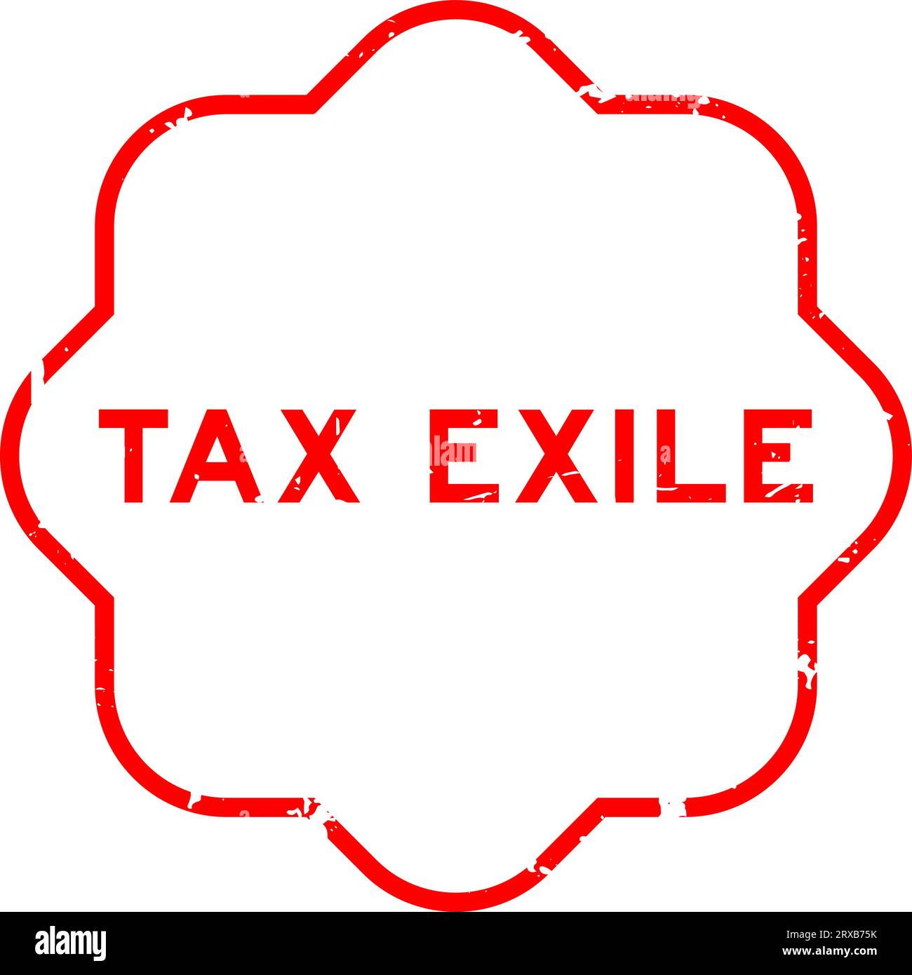 Grunge red tax exile word rubber seal stamp on white background Stock Vector