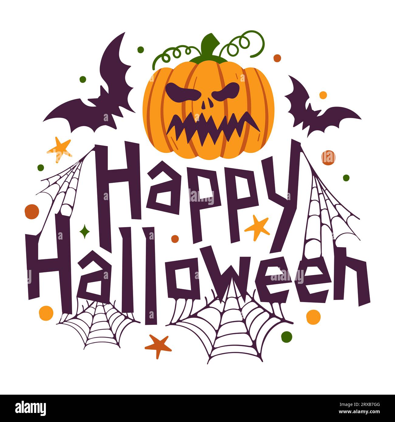 Happy Halloween Typography for T-Shirts, Mugs, Cards, Posters, and More Stock Photo