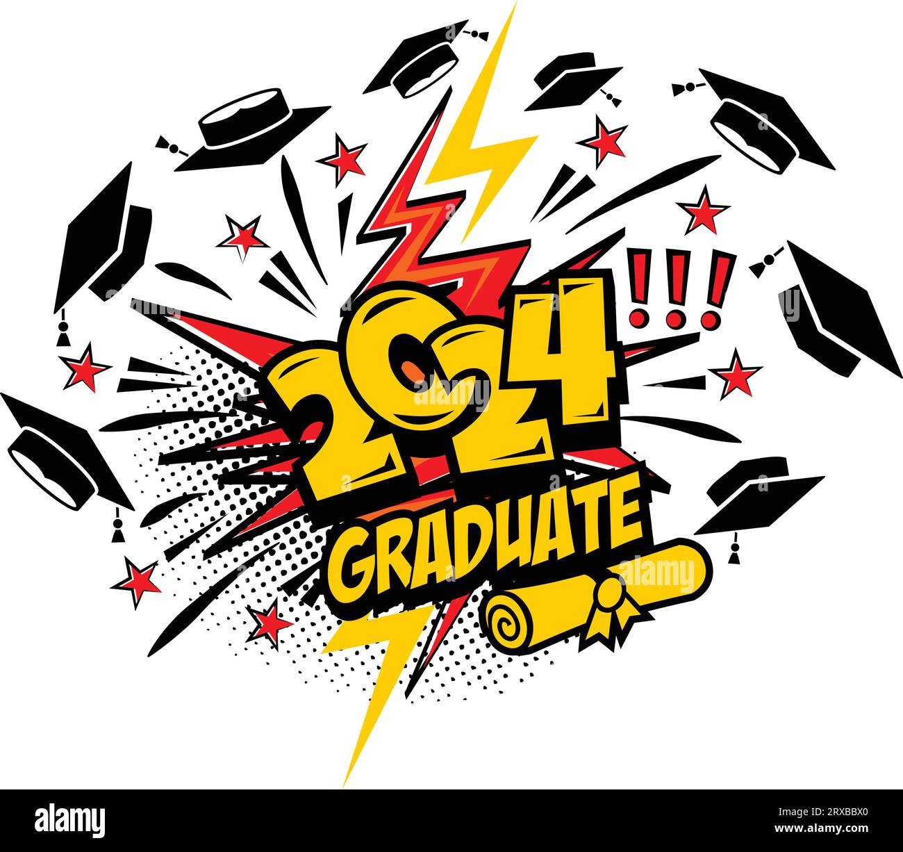 2024 class graduate header. Decorate congratulation for school