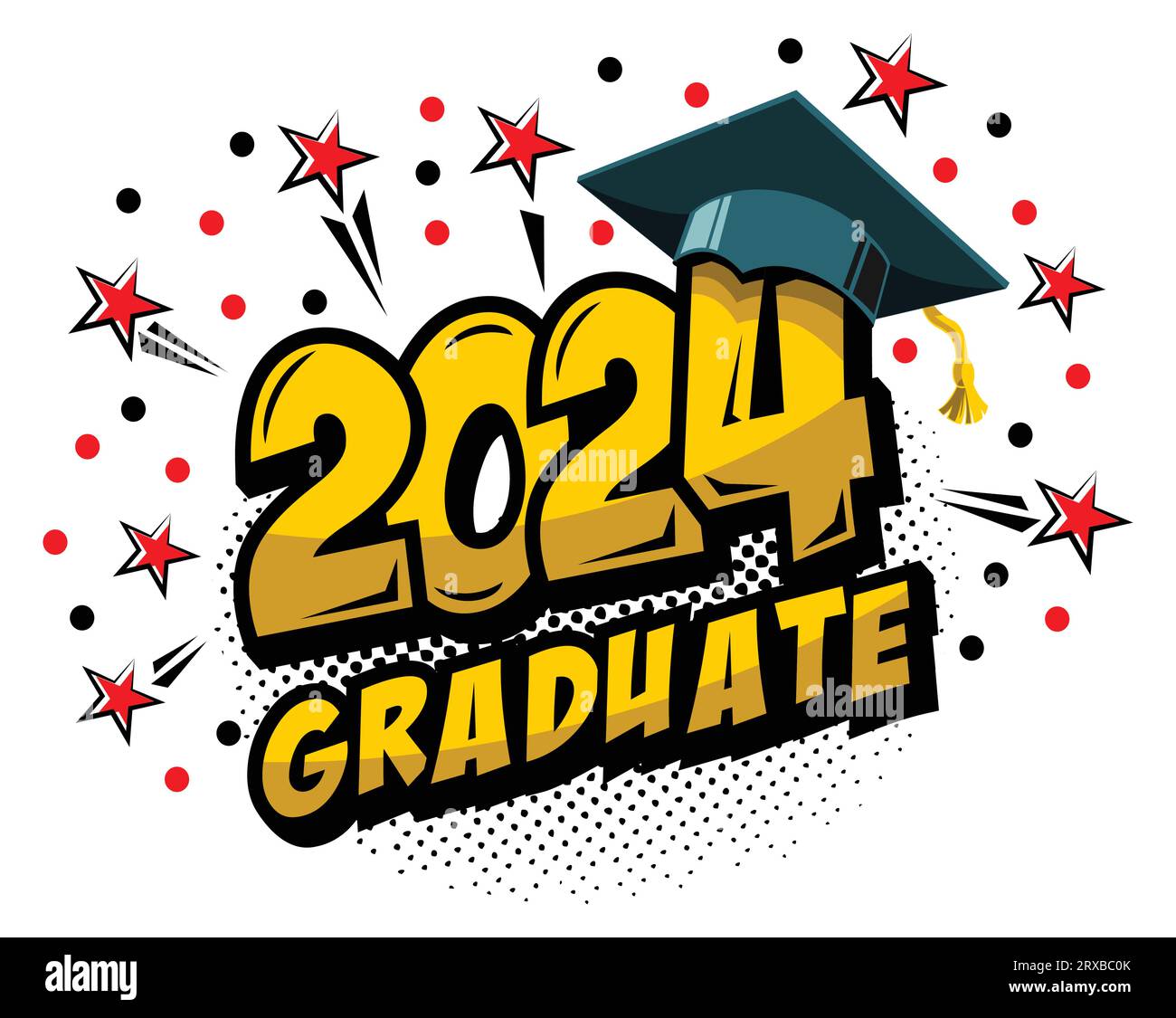 2024 class graduate header. Decorate congratulation for school