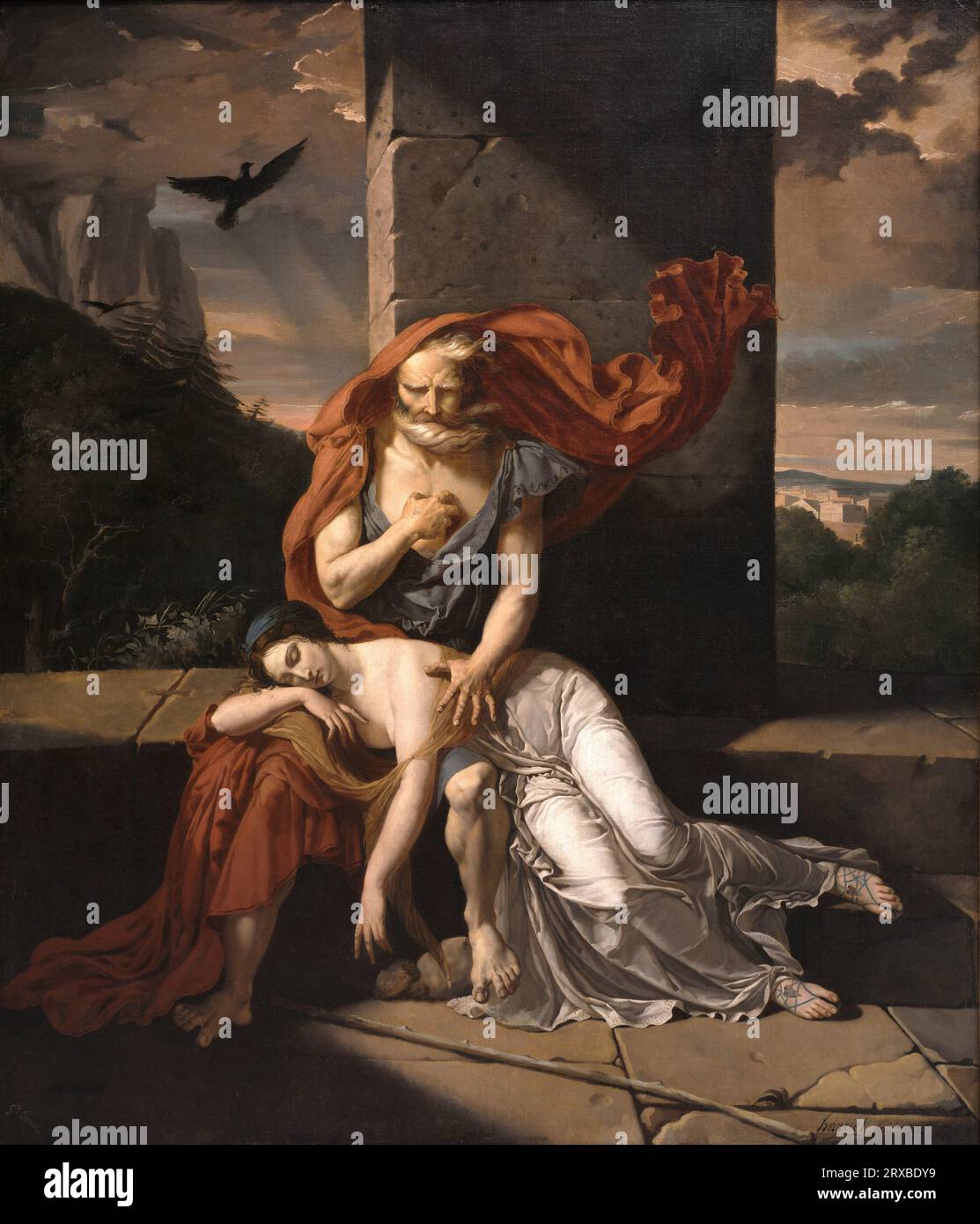 Oedipus at Colonus, oil painting by French artist Fulchran Jean Harriet Ca. 1798 Stock Photo