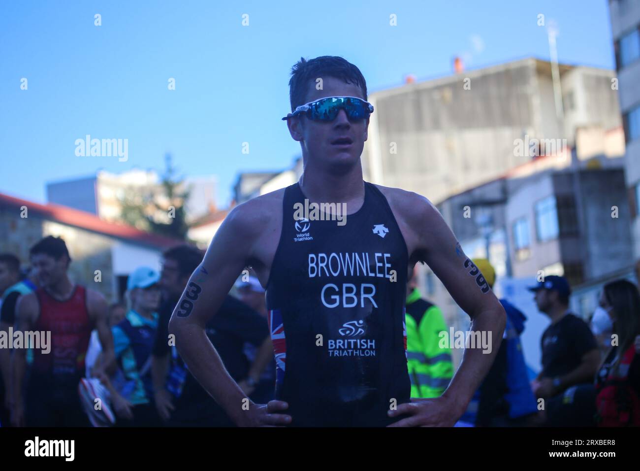 Pontevedra, Galicia, Spain. 23rd Sep, 2023. Pontevedra, Spain, September 23, 2023: British triathlete, Jonathan Brownlee after finishing the test during the 2023 Elite Men's Triathlon World Championship, on September 23, 2023, in Pontevedra, Spain. (Credit Image: © Alberto Brevers/Pacific Press via ZUMA Press Wire) EDITORIAL USAGE ONLY! Not for Commercial USAGE! Stock Photo